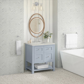 30 Inch Breckenridge Freestanding Vanity in Serenity Blue / Victorian Silver Top