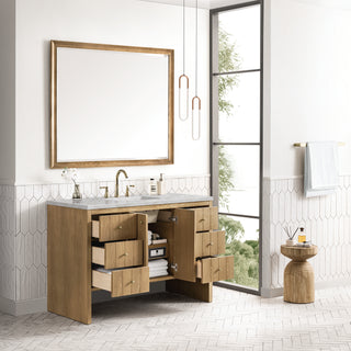 48 Inch Hudson Freestanding Vanity in Light Natural Oak / Victorian Silver Top