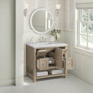 36 Inch Breckenridge Freestanding Vanity in Whitewashed Oak / Arctic Fall Top