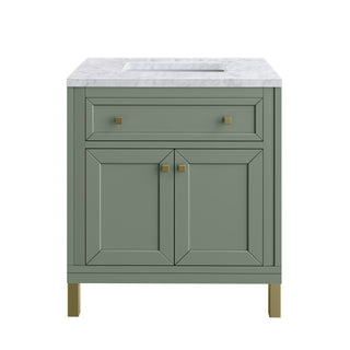 30 Inch Chicago Freestanding Vanity in Smokey Celadon / Carrara White Top