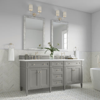 72 Inch Brittany Freestanding Vanity in Urban Gray / White Zeus Top