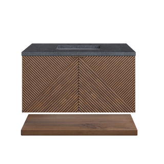 36 Inch Marcello Floating Vanity in Chestnut / Charcoal Soapstone Top