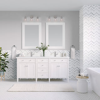 60 Inch Brittany Freestanding Vanity in Bright White / White Zeus Top