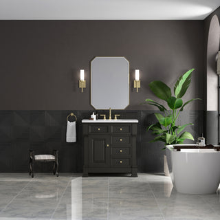 36 Inch Brookfield Freestanding Vanity in Black Onyx / Arctic Fall Top