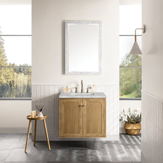 30 Inch Laurent Dual Mount Vanity in Light Natural Oak / Victorian Silver Top