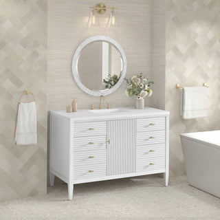 48 Inch Myrrin Freestanding Vanity in Bright White / White Zeus Top