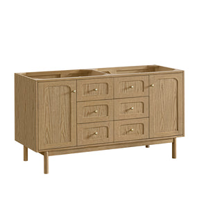 60 Inch Laurent Dual Mount Vanity in Light Natural Oak / Ethereal Noctis Top