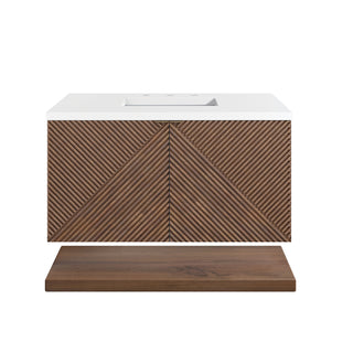 36 Inch Marcello Floating Vanity in Chestnut / White Zeus Top