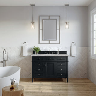 48 Inch Brittany Freestanding Vanity in Black Onyx / Victorian Silver Top