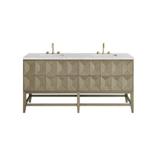 72 Inch Emmeline Freestanding Vanity in Pebble Oak / Eternal Jasmine Pearl Top