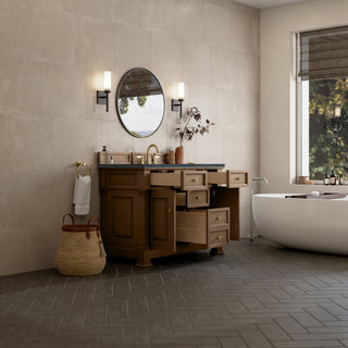48 Inch Brookfield Freestanding Vanity in Pecan / Charcoal Soapstone Top