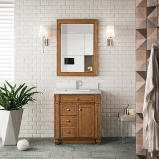 30 Inch Bristol Freestanding Vanity in Saddle Brown / White Zeus Top