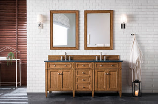 72 Inch Brittany Freestanding Vanity in Saddle Brown / Charcoal Soapstone Top