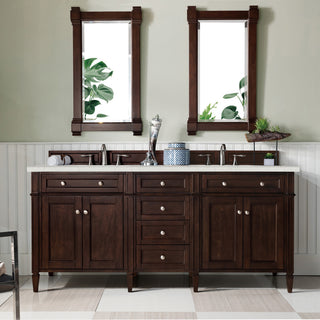 72 Inch Brittany Freestanding Vanity in Burnished Mahogany / Lime Delight Top