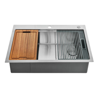 Uptowne 30 Inch Dual-Mount Sink in Brushed Stainless
