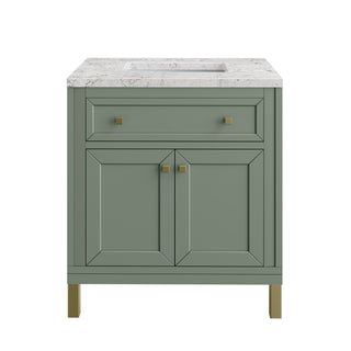 30 Inch Chicago Freestanding Vanity in Smokey Celadon / Eternal Jasmine Pearl Top