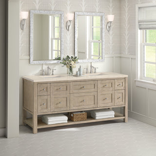 72 Inch Breckenridge Freestanding Vanity in Whitewashed Oak / Eternal Marfil Top