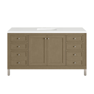 60 Inch Chicago Freestanding Vanity in Walnut Whisper / White Zeus Top