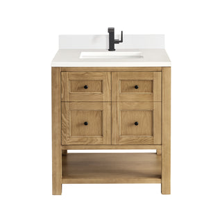 30 Inch Breckenridge Freestanding Vanity in Light Natural Oak / White Zeus Top