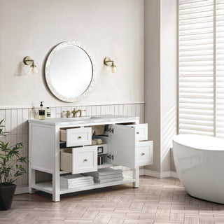 48 Inch Breckenridge Freestanding Vanity in Bright White / Victorian Silver Top