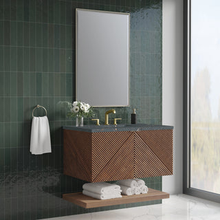 36 Inch Marcello Floating Vanity in Chestnut / Parisien Bleu Top