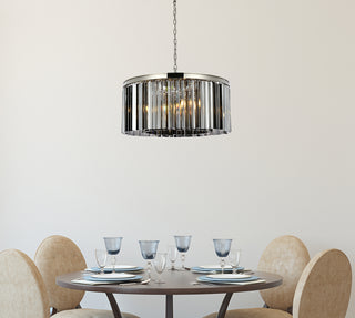 Sydney 8 light polished nickel Chandelier Silver Shade (Grey) Royal Cut Crystal