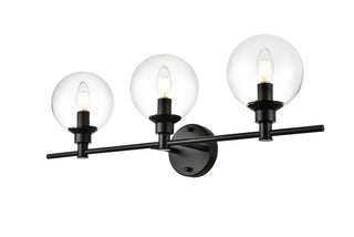 Jaelynn 3 light Black and Clear Bath Sconce
