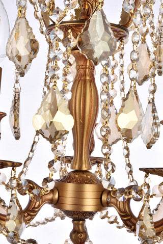 Rosalia 3 light French Gold Pendant Golden Teak (Smoky) Royal Cut Crystal