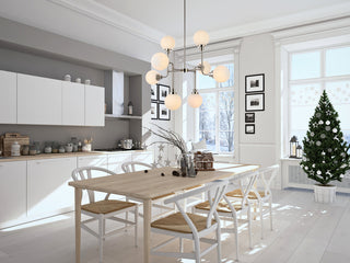 Hanson 8 lights pendant in polished nickel with frosted shade