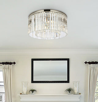 Sydney 8 light polished nickel Flush Mount Clear Royal Cut Crystal