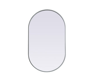 Metal Frame Oval Mirror 24x40 Inch in Silver