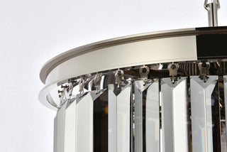 Sydney 6 light polished nickel Pendant Silver Shade (Grey) Royal Cut Crystal