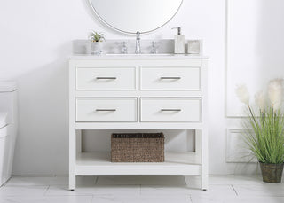 36 inch Single bathroom vanity in white with backsplash