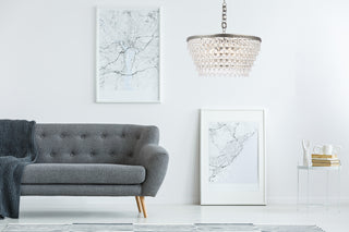 Nordic 6 light antique silver Chandelier Clear Royal Cut Crystal