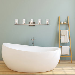 Cassie 5 lights bath sconce in satin nickel with clear shade