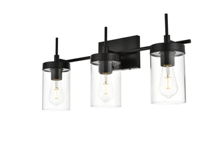 Benny 3 light Black and Clear Bath Sconce