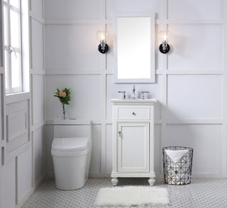 19 inch Single Bathroom vanity in antique white with ivory white engineered marble