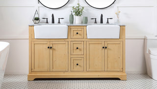 60 inch double bathroom vanity in natural wood