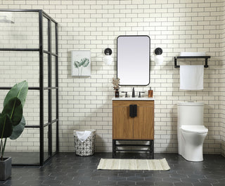 24 inch Single bathroom vanity in walnut brown