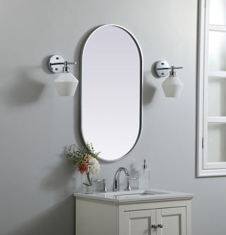 Metal Frame Oval Mirror 20x36 Inch in Silver