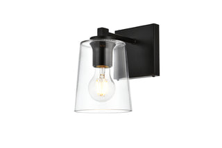 Kacey 1 light Black and Clear Bath Sconce