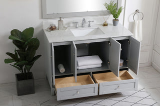 48 inch Single Bathroom Vanity in Grey with Backsplash