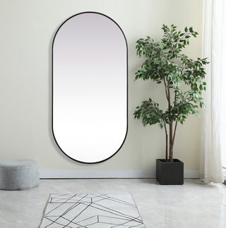 Metal Frame Oval Mirror 36x72 Inch in Black