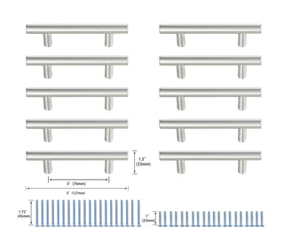 Quinn 3" Center to Center Brushed Nickel Bar Pull Multipack (set of 10)