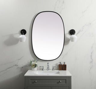 Metal Frame Oval Mirror 27x40 Inch in Black