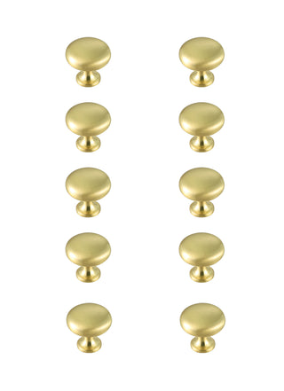 Cadon 1.2" Diameter Brushed Gold Mushroom Knob Multipack (Set of 10)
