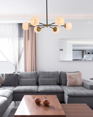 Briggs 36 inch pendant in black and brass with white shade