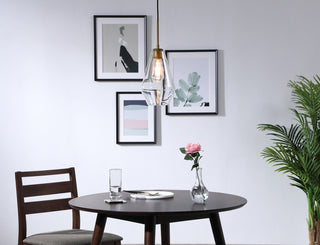 Gene 1 light Brass and Clear glass pendant