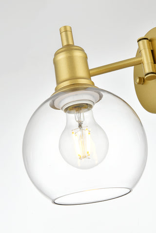 Caspian 1 light Brass and Clear swing arm plug in wall sconce