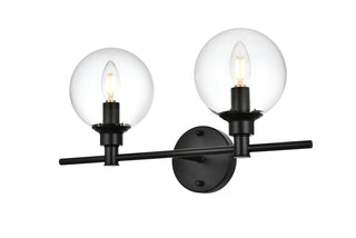 Jaelynn 2 light Black and Clear Bath Sconce